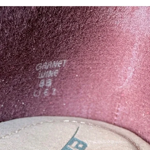 Earth Garnet Wine Leather Ankle Strap Mary Jane Pumps Heels Brown Accents 8B - Picture 7 of 7